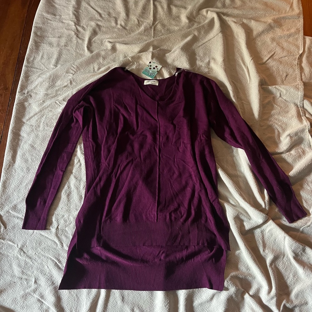 purple long sleeve sweater
